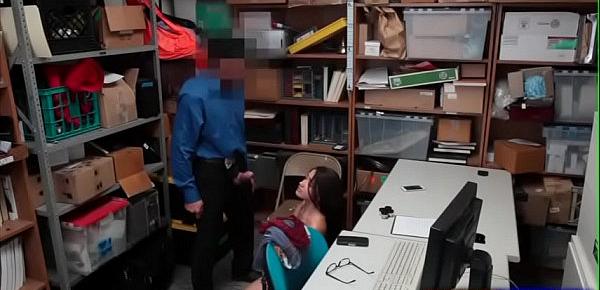  Teen Avi Love is poked in the butt by guard in back office